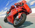 Red racing motorcycle paint by numbers kit for beginners