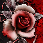 Red rose and black vines cross stitch kit for beginners