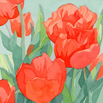 Red tulip illustration paint by numbers kit for beginners