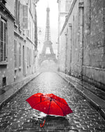 Red umbrella in paris cross stitch kit for beginners