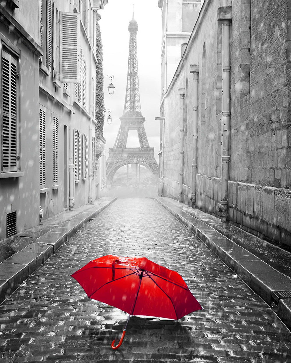 Red umbrella in paris cross stitch kit for beginners