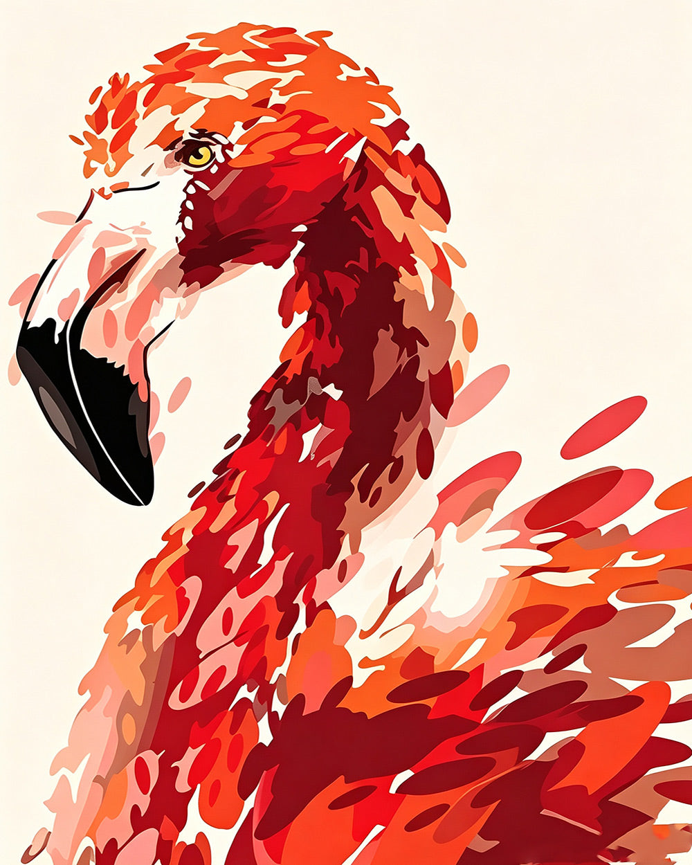 Red watercolour flamingo cross stitch kit for beginners