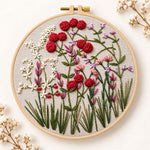 Red wildflower patch embroidery kit