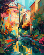 Reflection of a colourful city cross stitch kit for beginners