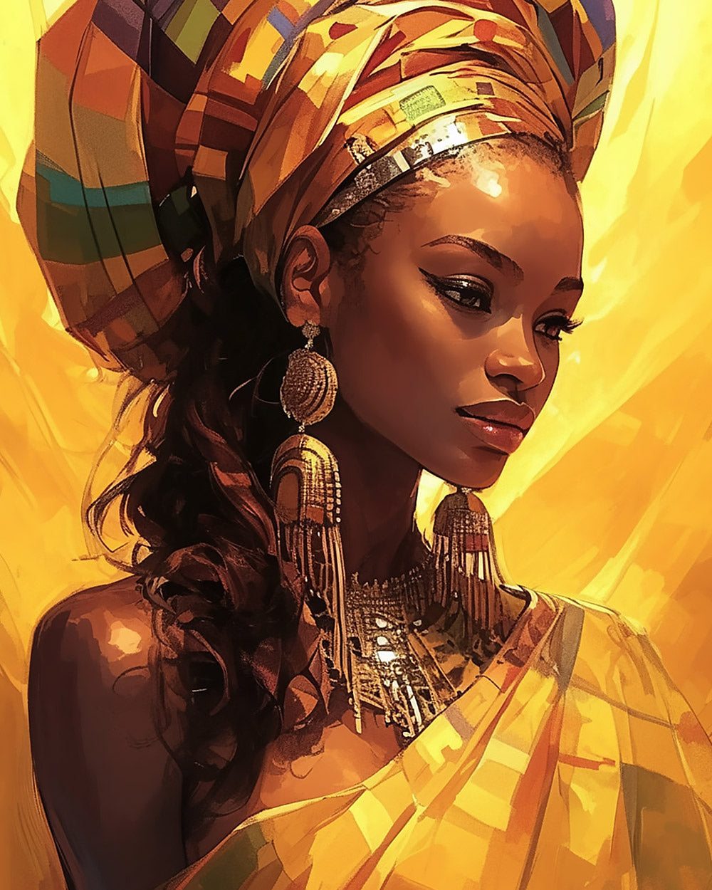 Regal african woman portrait cross stitch kit for beginners