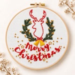 Reindeer and christmas text embroidery kit