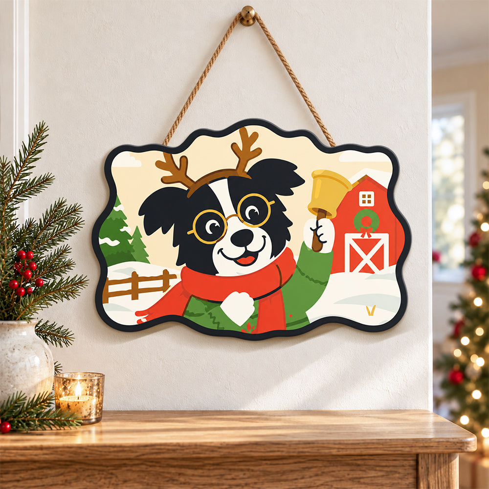 Reindeer border collie paint by numbers door hanger as indoor wall decor