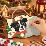 Reindeer border collie paint by numbers door hanger painting process
