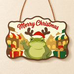 Reindeer frog town visit paint by numbers door hanger finished design