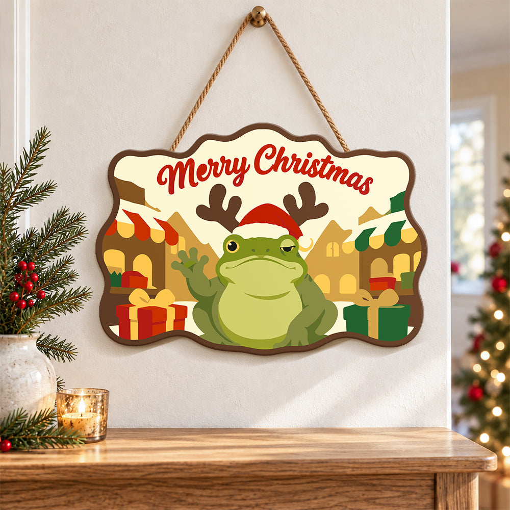 Reindeer frog town visit paint by numbers door hanger as indoor wall decor