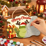 Reindeer frog town visit paint by numbers door hanger painting process
