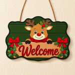 Reindeer welcome paint by numbers door hanger finished design
