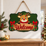 Reindeer welcome paint by numbers door hanger as indoor wall decor