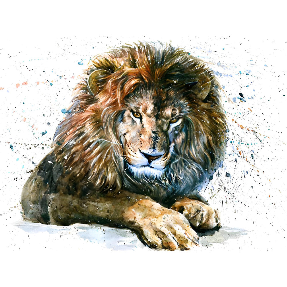 Resting lion cross stitch kit for beginners