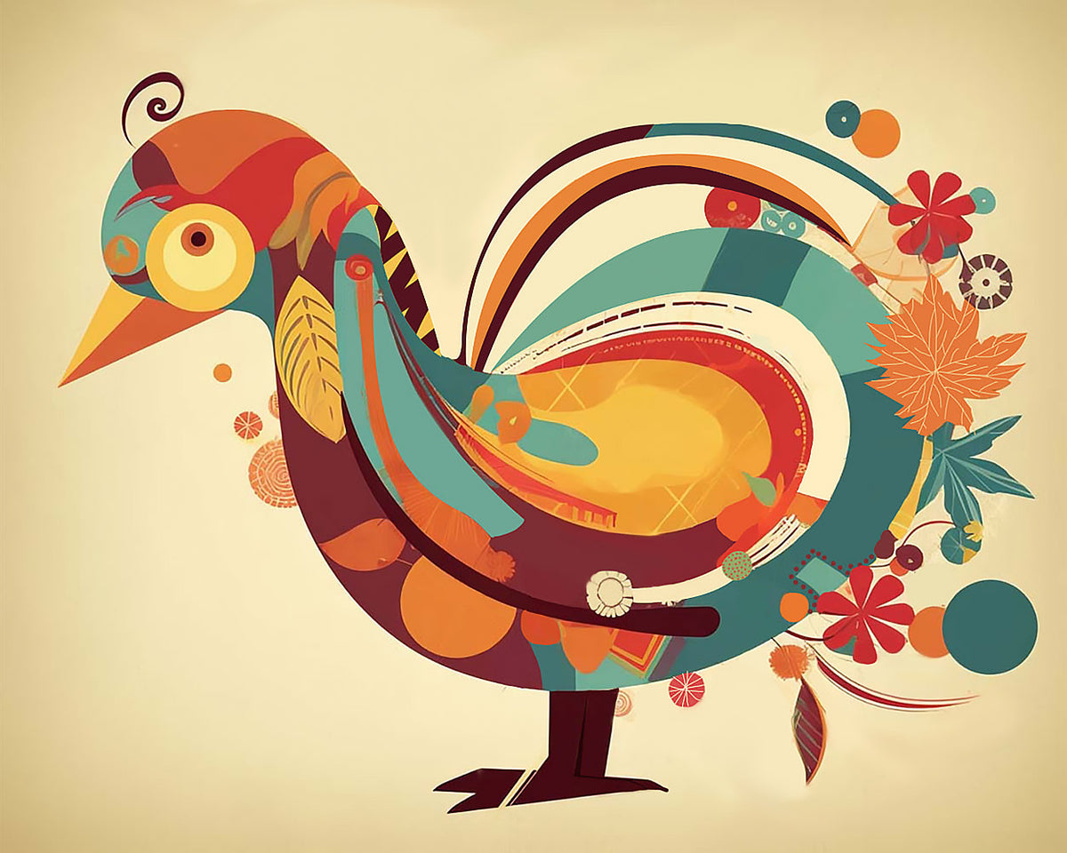 Retro abstract peacock paint by numbers kit for beginners