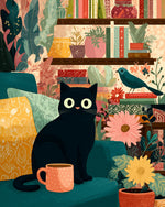Retro cat and plants cross stitch kit for beginners
