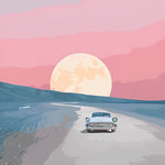 Retro drive to the moon cross stitch kit for beginners