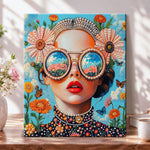 Retro floral portrait pearl diamond painting kit for beginners