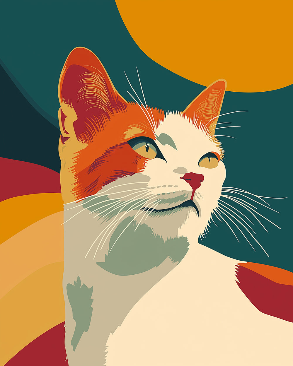 Retro orange and white cat cross stitch kit for beginners