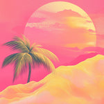 Retro pink sunset and palm cross stitch kit for beginners