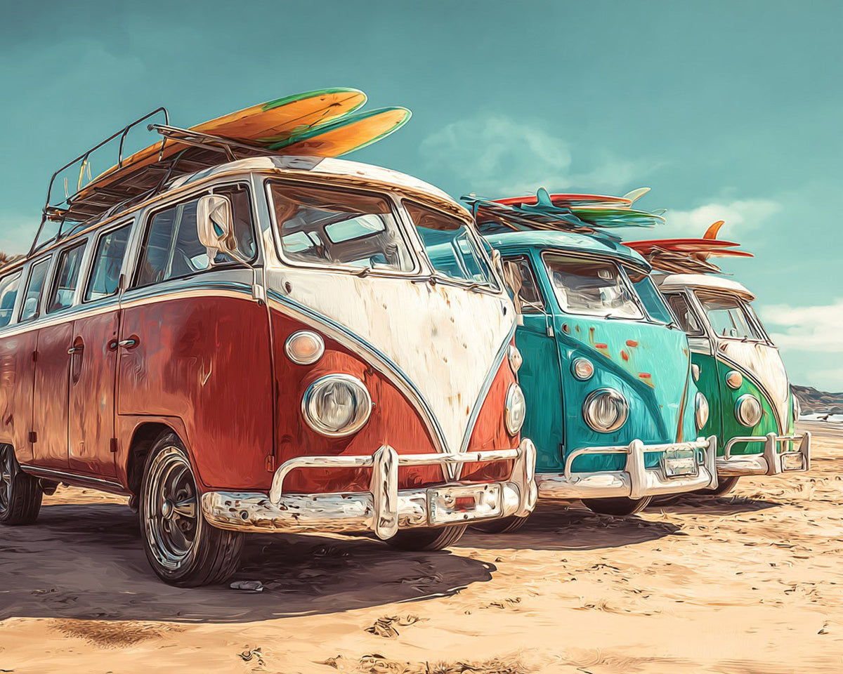 Retro surf vans paint by numbers kit for beginners
