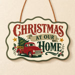 Retro truck holiday paint by numbers door hanger finished design