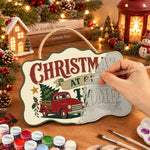 Retro truck holiday paint by numbers door hanger painting process