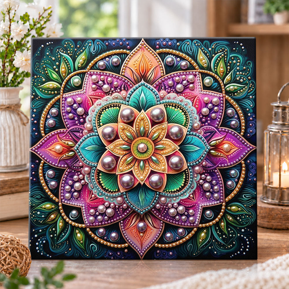 Rich coloured mandala bloom pearl diamond painting kit for beginners