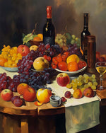 Rich dark fruit and wine still life cross stitch kit for beginners
