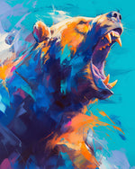 Roaring bear in abstract colours cross stitch kit for beginners