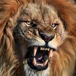 Roaring lion close-up cross stitch kit for beginners