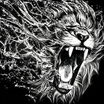 Roaring lion with water splash cross stitch kit for beginners