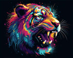 Roaring tiger pop art paint by numbers kit for beginners