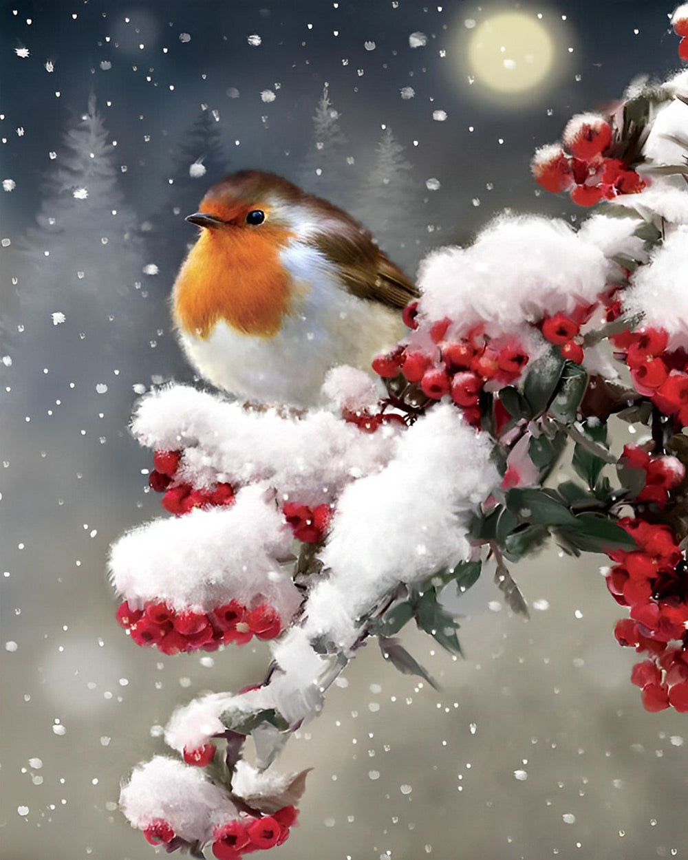Robin in snow cross stitch kit for beginners
