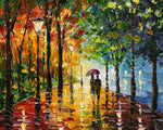 Romantic couple in autumn rain paint by numbers kit for beginners