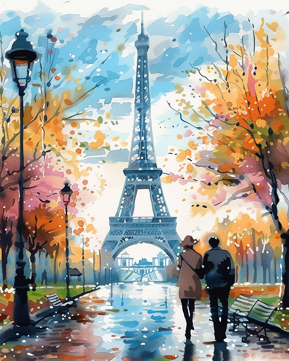 Romantic couple in paris cross stitch kit for beginners