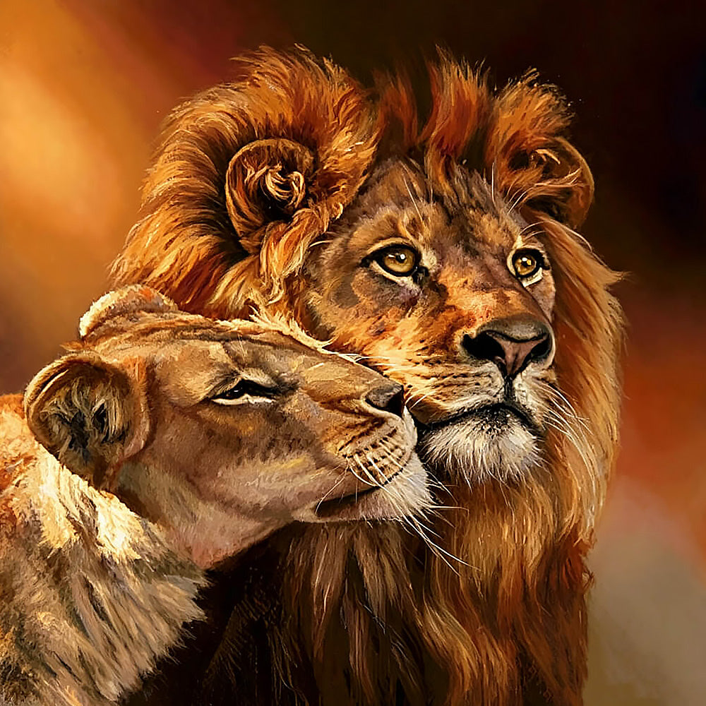 Romantic lion and lioness cross stitch kit for beginners