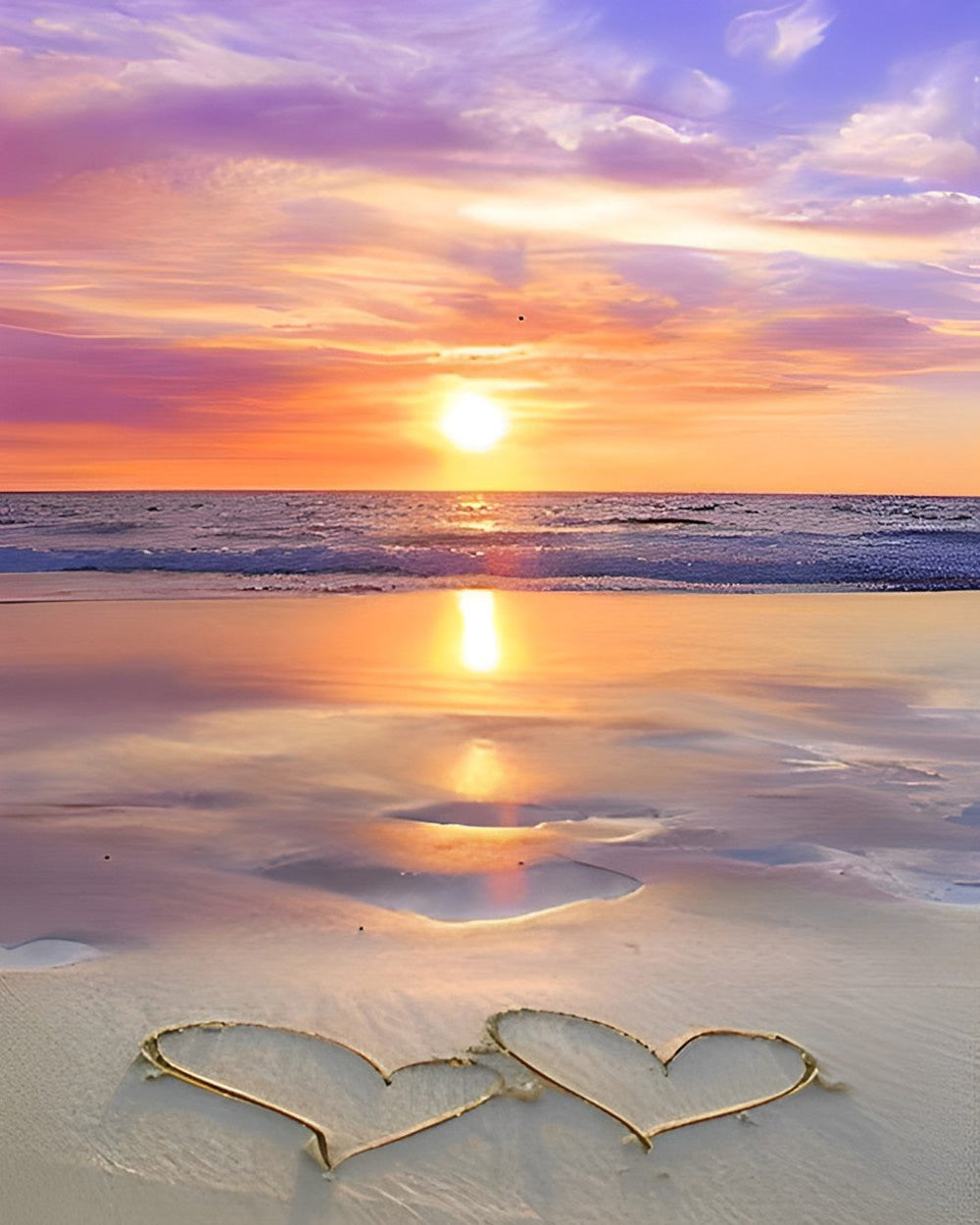 Romantic sunset beach cross stitch kit for beginners