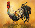 Rooster on gold background cross stitch kit for beginners