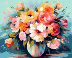 Roses and dahlias still life paint by numbers kit for beginners
