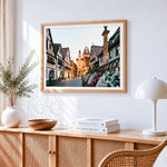 Rothenburg ob der tauber cross stitch artwork displayed on wall as home decor