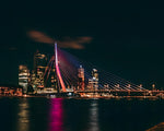 Rotterdam erasmus bridge at night cross stitch kit for beginners