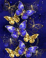 Royal blue and gold butterflies cross stitch kit for beginners