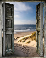 Rustic doors to sandy beach cross stitch kit for beginners