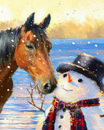 Rustic horse and snowman cross stitch kit for beginners