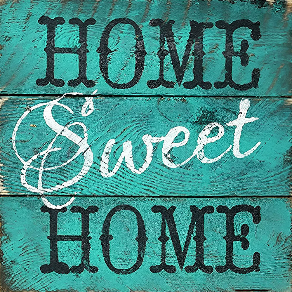 Rustic teal home sweet home wooden sign cross stitch kit for beginners