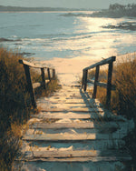 Rustic wooden boardwalk to the sea cross stitch kit for beginners