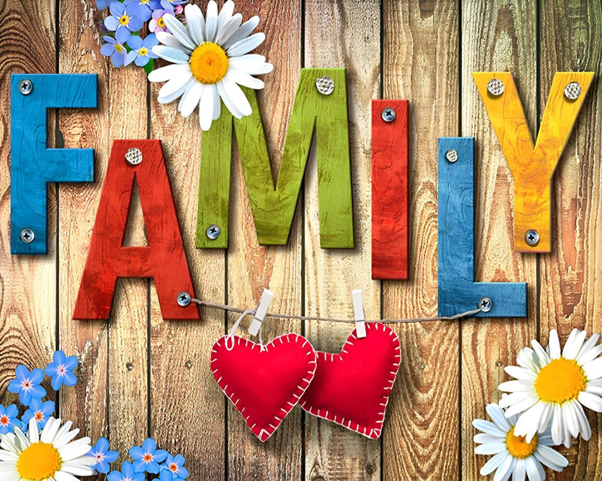 Rustic wooden family sign cross stitch kit for beginners