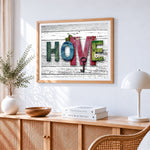 Rustic wooden home sign with key paint by numbers artwork displayed on wall as home decor