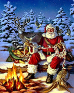 Rustic woodland santa and animals cross stitch kit for beginners